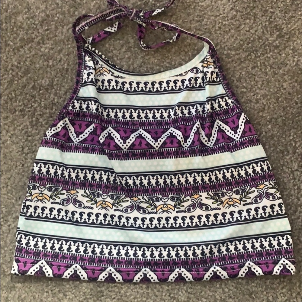 Bohemian print tie neck crop halter